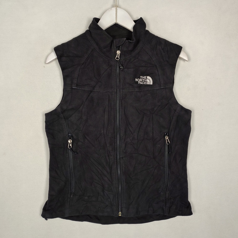 The North Face Womens Fleece Vest Black Full Zip Mock Neck Medium RN 61661